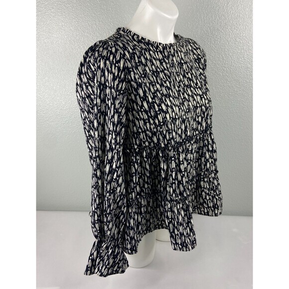 New In Collection Women Large Tiered Ruffle Top Black White Abstract NWT - Picture 3 of 10